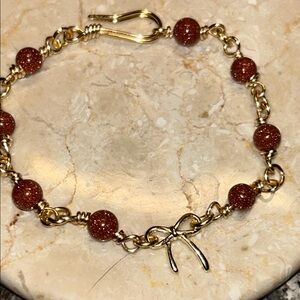 Gold and Tan Sandstone Beaded Bracelet